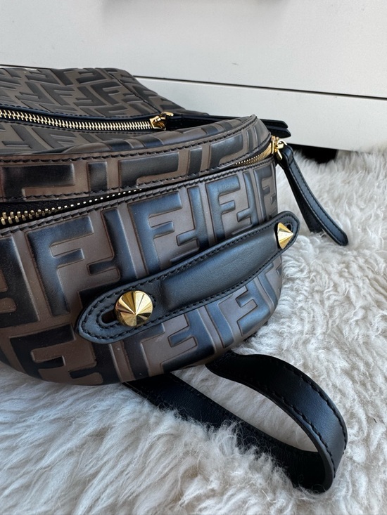 Fendi Brown & Black FF Logo Mini Backpack main image 4